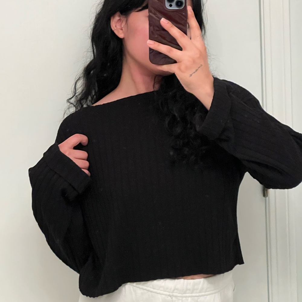 Missguided Black Ribbed Cropped Sweater